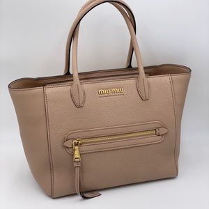 Miu Miu Cammeo Brown Leather Shoulder Bag